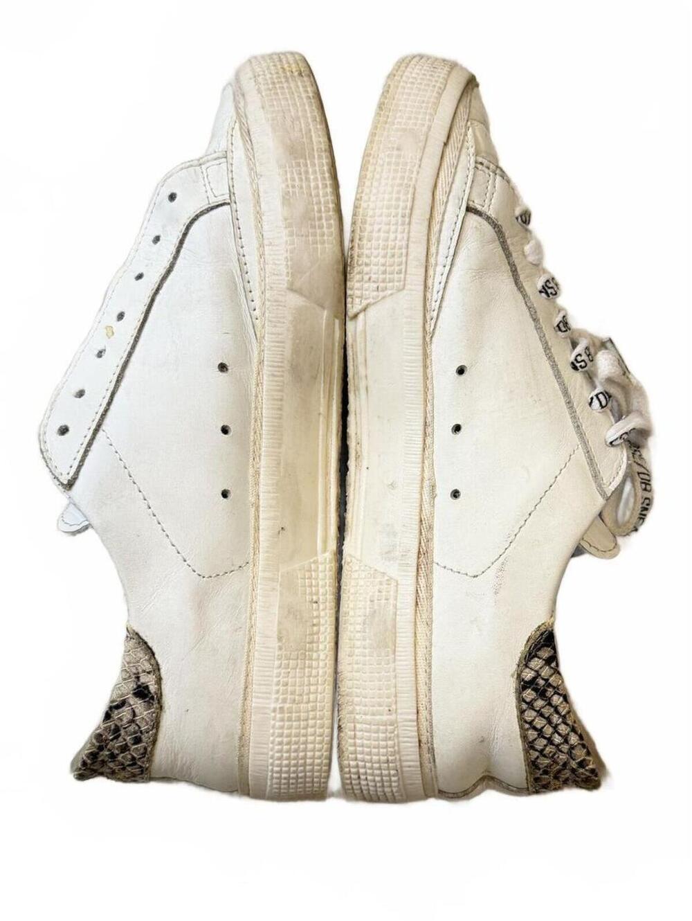 Golden Goose May White Croc-Embossed Sneakers Red Glitter Star Snake Print Sz 7 - Picture 5 of 13